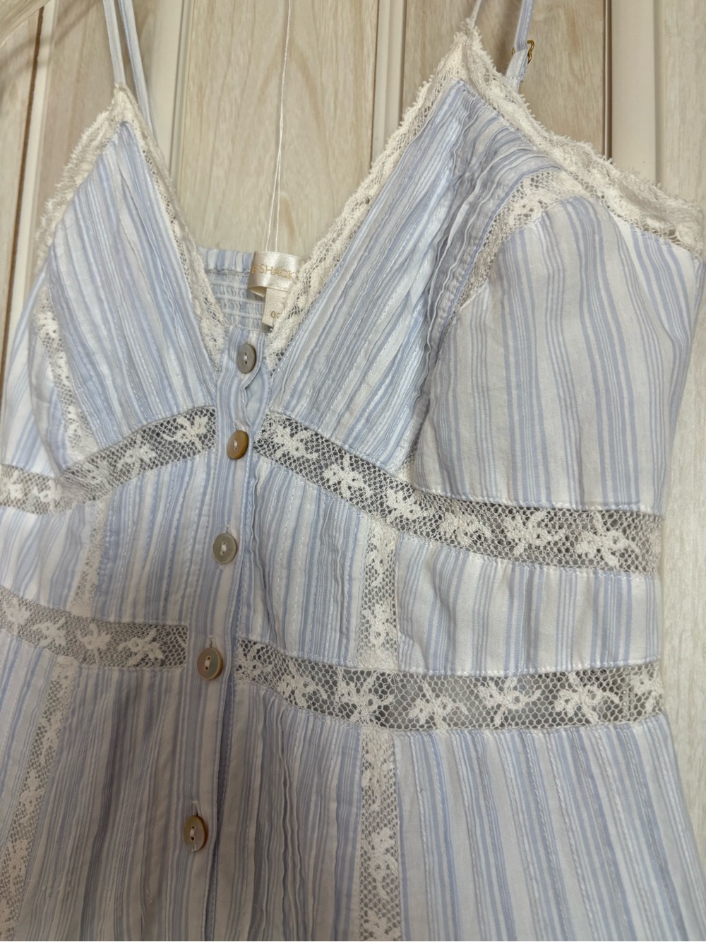LoveShackFancy Pale Blue Lace-Trim Maxi Dress - Picture 9 of 10